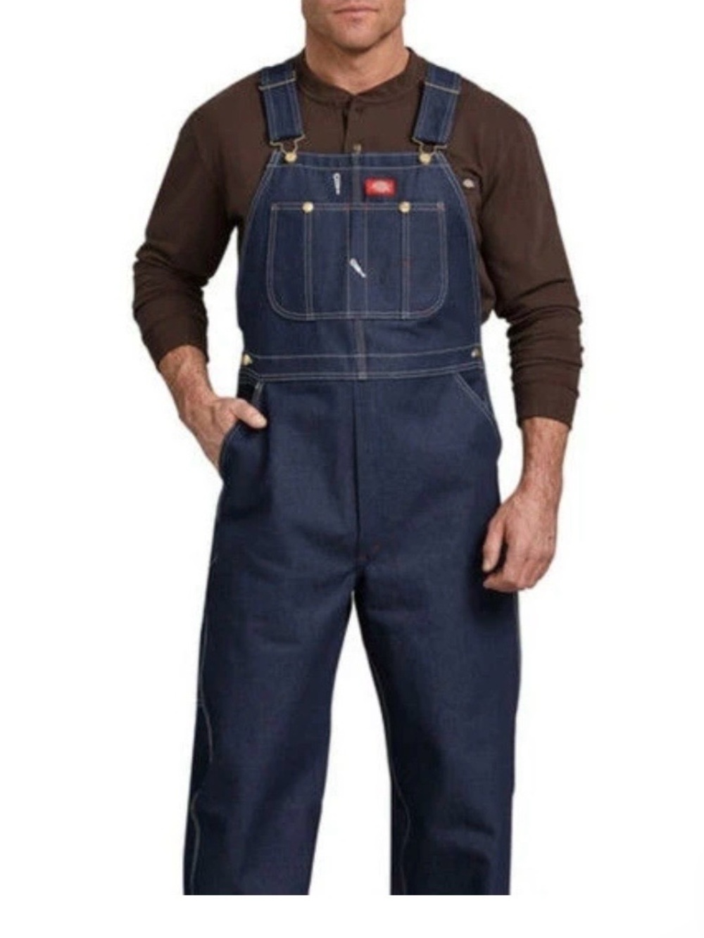 Dickies Men’s Relaxed Fit Navy Denim Bib Overalls
